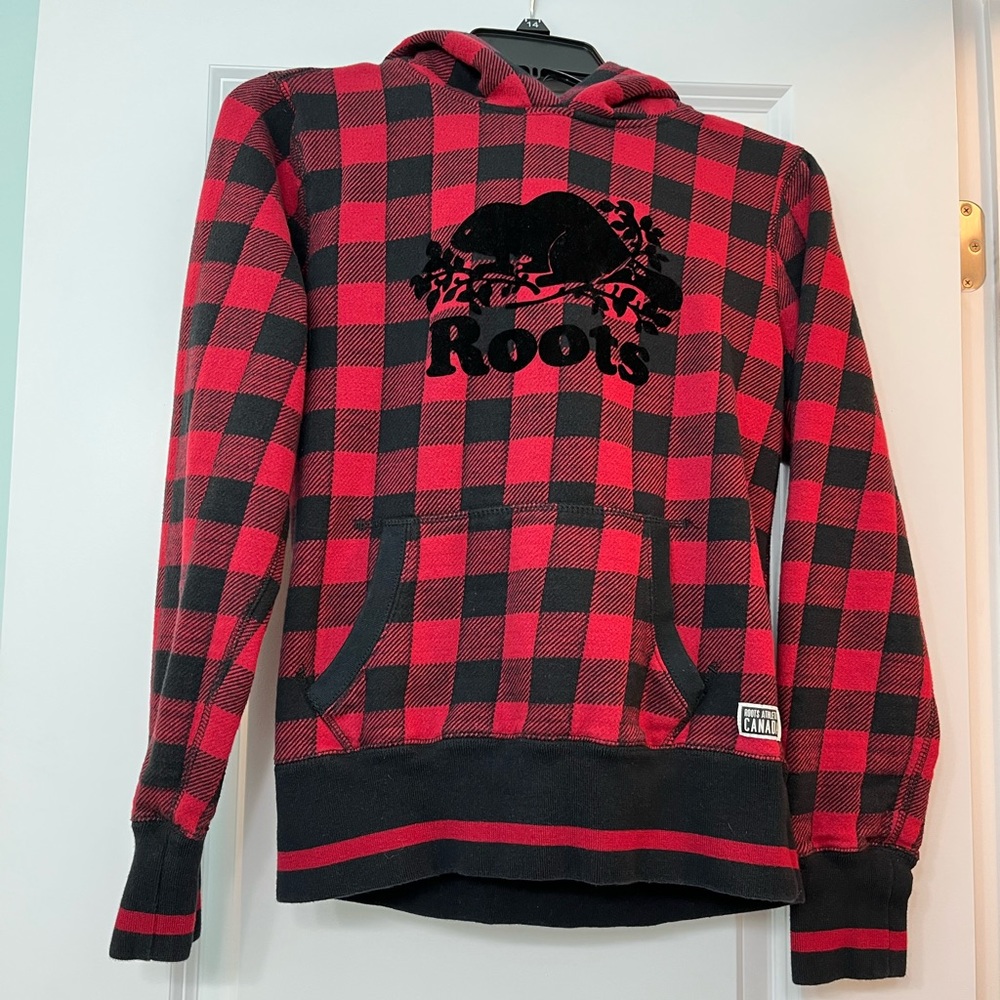 Roots Red and Black Plaid Hoodie
